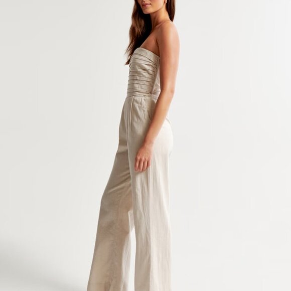 Abercrombie & Fitch Emerson Linen-Blend Strapless Jumpsuit - Size S - Picture 2 of 9